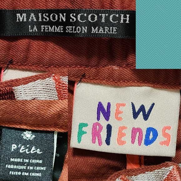 Maison Scotch Rust Orange Linen Blend High Rise Slim Pants - Picture 5 of 6